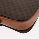CELINE Macadam Canvas Horse Carriage Bag PVC Leather Brown Gold Auth 158075-12