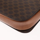 CELINE Macadam Canvas Horse Carriage Bag PVC Leather Brown Gold Auth 158075-13