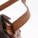 CELINE Macadam Canvas Horse Carriage Bag PVC Leather Brown Gold Auth 158075-14