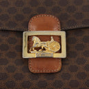 CELINE Macadam Canvas Horse Carriage Bag PVC Leather Brown Gold Auth 158075-15