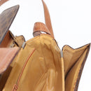 CELINE Macadam Canvas Horse Carriage Bag PVC Leather Brown Gold Auth 158075-19