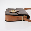 CELINE Macadam Canvas Horse Carriage Bag PVC Leather Brown Gold Auth 158075-4