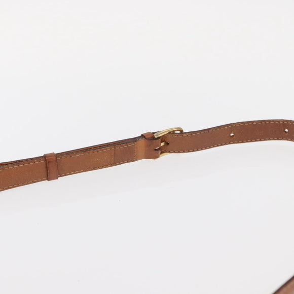 CELINE Macadam Canvas Horse Carriage Bag PVC Leather Brown Gold Auth 158075