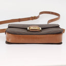 CELINE Macadam Canvas Horse Carriage Bag PVC Leather Brown Gold Auth 158075-9
