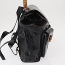 GUCCI Bamboo Backpack Enamel Black Silver 003 2058 0016 Auth 158076-4