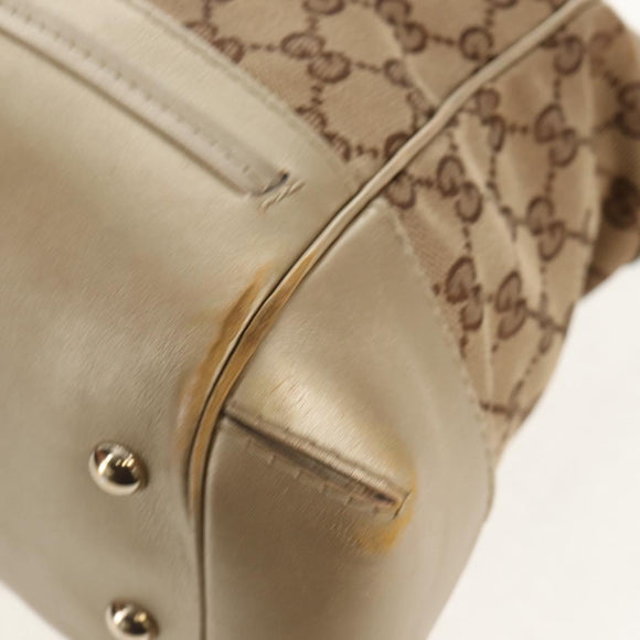 GUCCI GG Canvas Hand Bag 2way Beige Gold 269894 Auth 158077