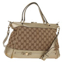 GUCCI GG Canvas Hand Bag 2way Beige Gold 269894 Auth 158077-1