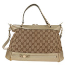 GUCCI GG Canvas Hand Bag 2way Beige Gold 269894 Auth 158077-13