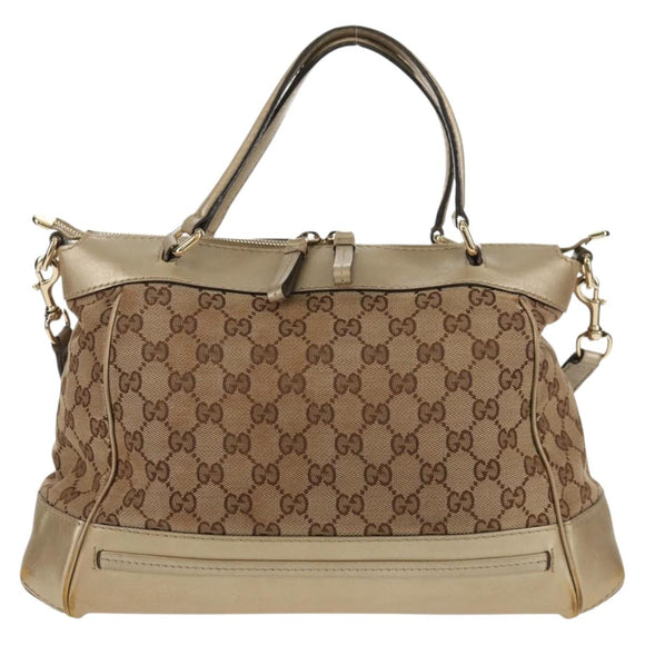 GUCCI GG Canvas Hand Bag 2way Beige Gold 269894 Auth 158077