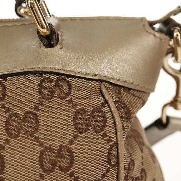 GUCCI GG Canvas Hand Bag 2way Beige Gold 269894 Auth 158077