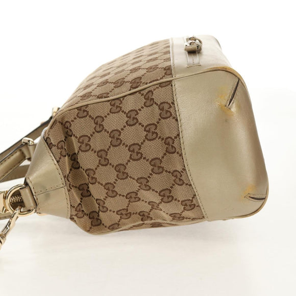 GUCCI GG Canvas Hand Bag 2way Beige Gold 269894 Auth 158077