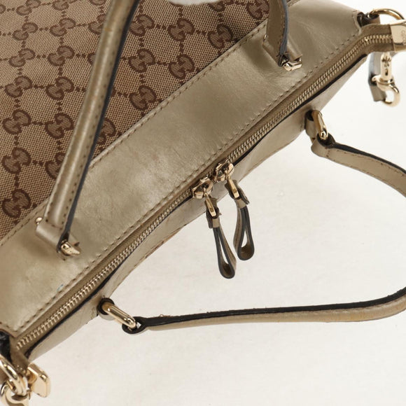 GUCCI GG Canvas Hand Bag 2way Beige Gold 269894 Auth 158077