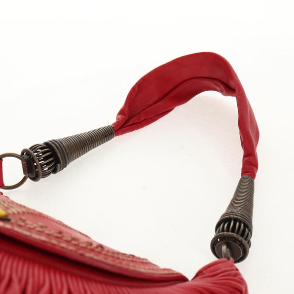 Christian Dior Shoulder Bag Leather Red Auth 158079V