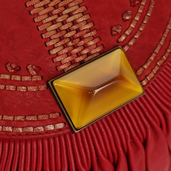 Christian Dior Shoulder Bag Leather Red Auth 158079V