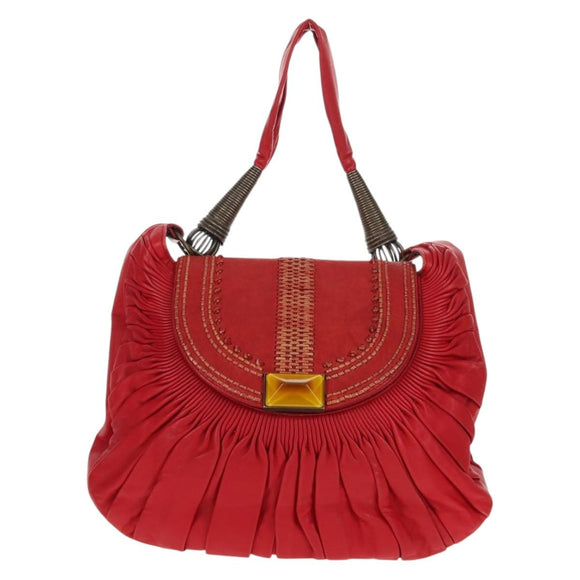 Christian Dior Shoulder Bag Leather Red Auth 158079V