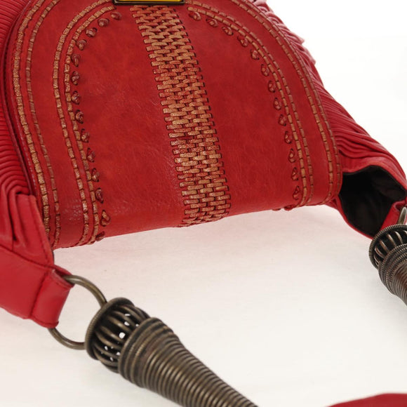 Christian Dior Shoulder Bag Leather Red Auth 158079V