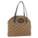 Christian Dior Trotter Canvas Tote Bag Beige Gold Auth 158084-1