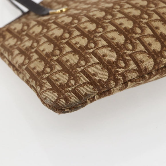 Christian Dior Trotter Canvas Tote Bag Beige Gold Auth 158084