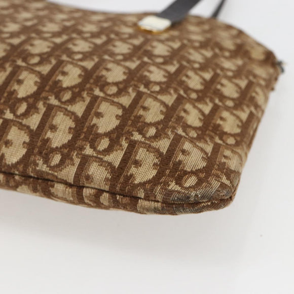 Christian Dior Trotter Canvas Tote Bag Beige Gold Auth 158084