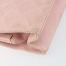 CHANEL Matelasse Chain Hand Bag Suede Pink Gold CC Auth 158088-14