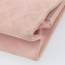 CHANEL Matelasse Chain Hand Bag Suede Pink Gold CC Auth 158088-15