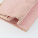 CHANEL Matelasse Chain Hand Bag Suede Pink Gold CC Auth 158088-16