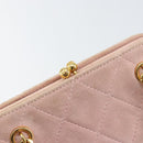 CHANEL Matelasse Chain Hand Bag Suede Pink Gold CC Auth 158088-17