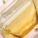 CHANEL Matelasse Chain Hand Bag Suede Pink Gold CC Auth 158088-18