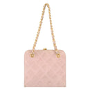 CHANEL Matelasse Chain Hand Bag Suede Pink Gold CC Auth 158088-13