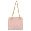 CHANEL Matelasse Chain Hand Bag Suede Pink Gold CC Auth 158088-2