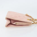 CHANEL Matelasse Chain Hand Bag Suede Pink Gold CC Auth 158088-3
