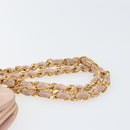 CHANEL Matelasse Chain Hand Bag Suede Pink Gold CC Auth 158088-8