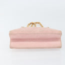 CHANEL Matelasse Chain Hand Bag Suede Pink Gold CC Auth 158088-5