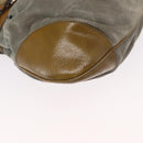 Salvatore Ferragamo Gancini Handtasche Wildleder Grün Silber Neu Original 158089-9