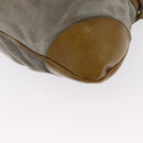 Salvatore Ferragamo Gancini Handtasche Wildleder Grün Silber Neu Original 158089-14