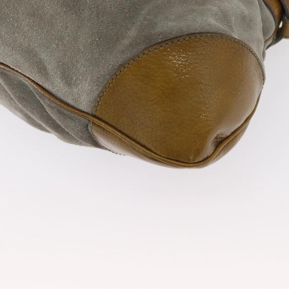 Salvatore Ferragamo Gancini Handtasche Wildleder Grün Silber Neu Original 158089