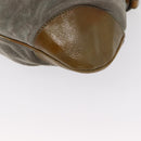 Salvatore Ferragamo Gancini Handtasche Wildleder Grün Silber Neu Original 158089-16