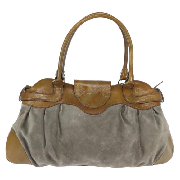 Salvatore Ferragamo Gancini Handtasche Wildleder Grün Silber Neu Original 158089