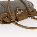 Salvatore Ferragamo Gancini Handtasche Wildleder Grün Silber Neu Original 158089-6