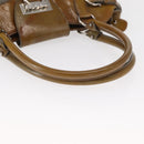 Salvatore Ferragamo Gancini Handtasche Wildleder Grün Silber Neu Original 158089-7