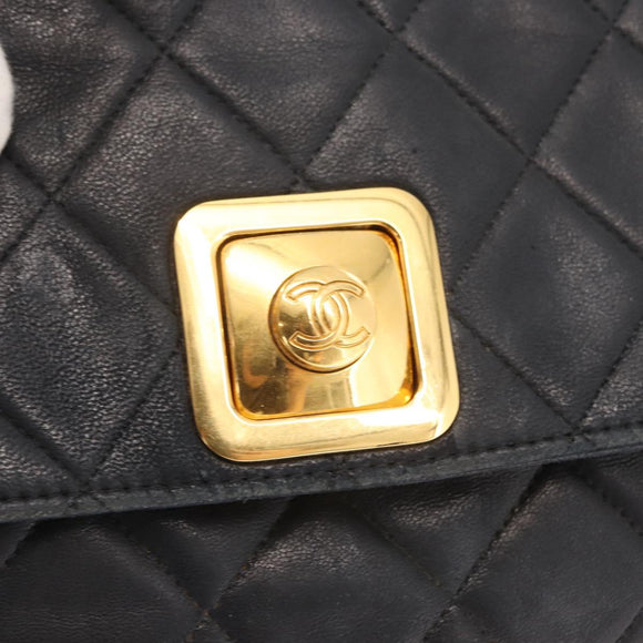 CHANEL Matelasse Handtas Lamsleer Zwart Goud CC Authentiek 158090