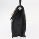 CHANEL Matelasse Hand Bag Lamb Skin Black Gold CC Auth 158090-4