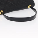 CHANEL Matelasse Hand Bag Lamb Skin Black Gold CC Auth 158090-7