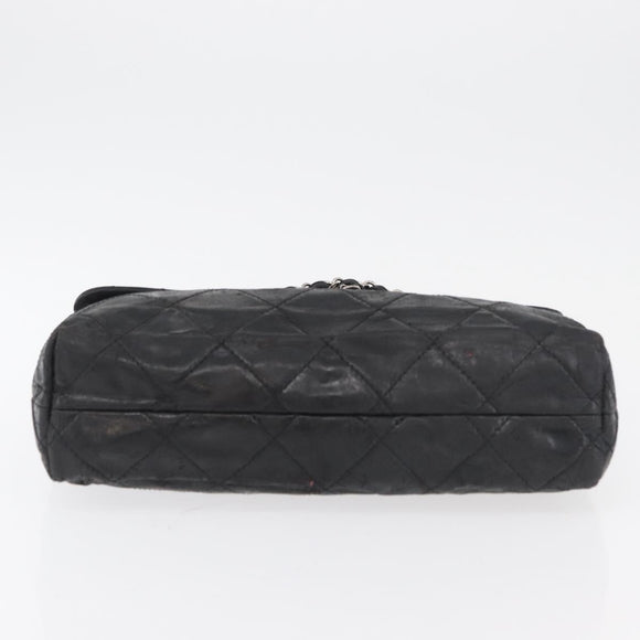 CHANEL Matelasse Chain Shoulder Bag Patent leather Black Silver CC Auth 158095