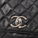 CHANEL Matelasse Chain Shoulder Bag Patent leather Black Silver CC Auth 158095-20