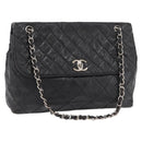 CHANEL Matelasse Chain Shoulder Bag Patent leather Black Silver CC Auth 158095-1