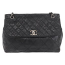 CHANEL Matelasse Chain Shoulder Bag Patent leather Black Silver CC Auth 158095-13