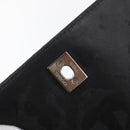 CHANEL Matelasse Chain Shoulder Bag Patent leather Black Silver CC Auth 158095-23