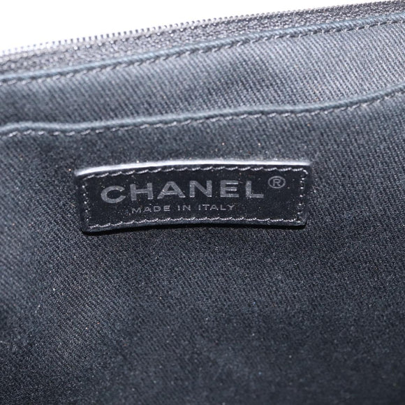 CHANEL Matelasse Chain Shoulder Bag Patent leather Black Silver CC Auth 158095