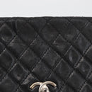 CHANEL Matelasse Chain Shoulder Bag Patent leather Black Silver CC Auth 158095-2